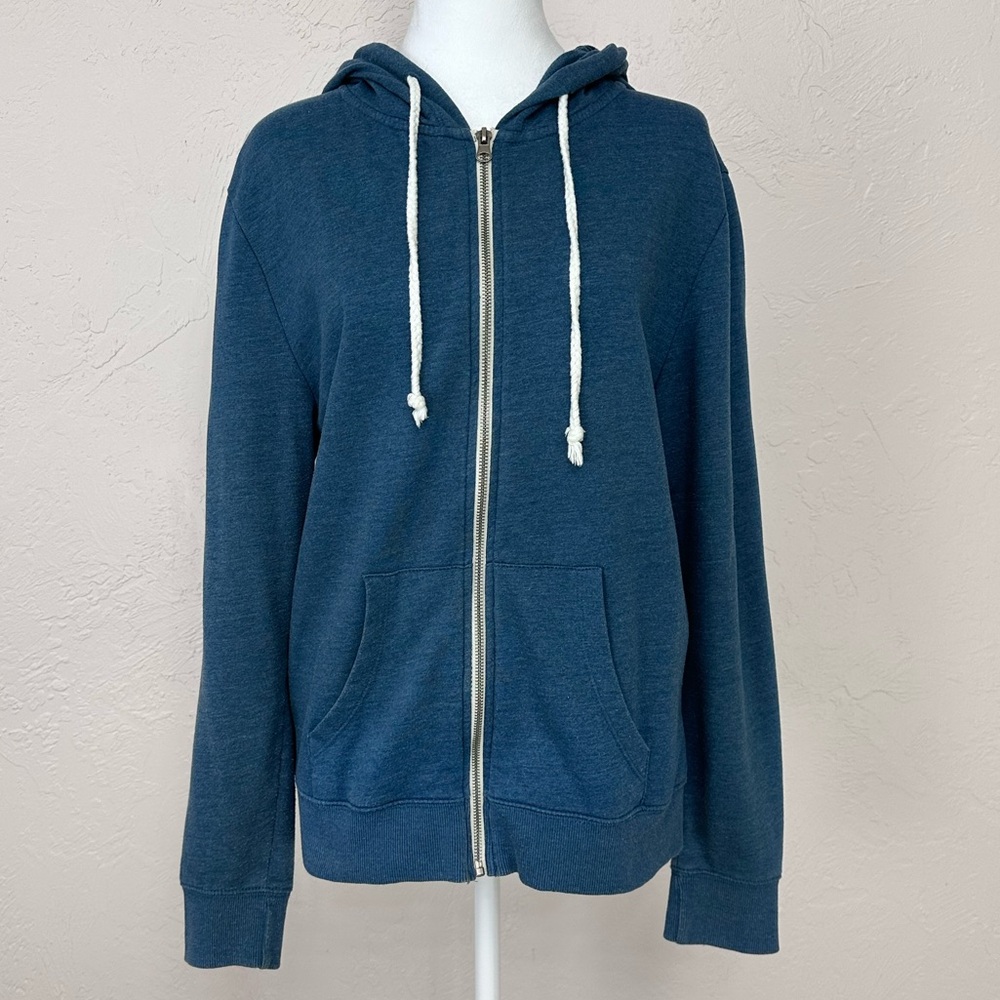 Threads 4 Thought Organic Cotton Blend Zip Front Hoodie in Opal Teal Size L